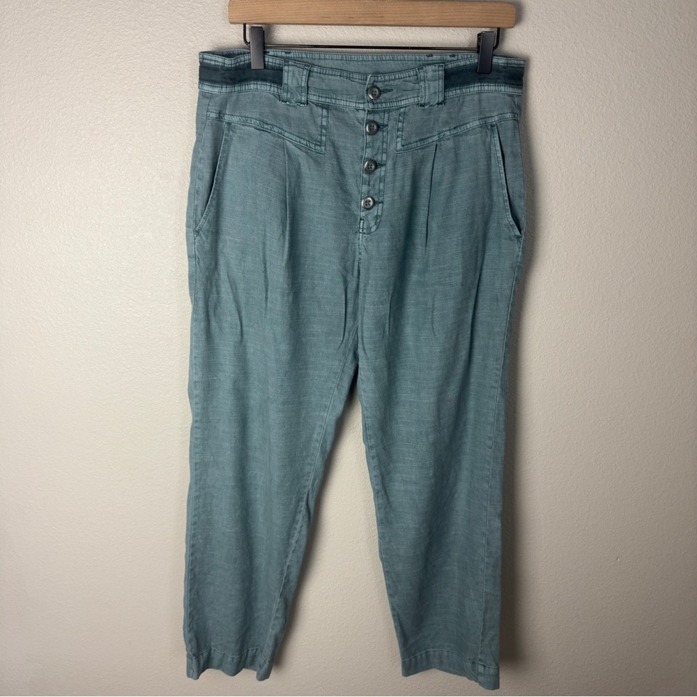 Sundance High-Rise Button Front Linen Pants